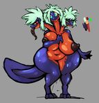  2015 3_heads anthro areola big_breasts breasts chubby erect_nipples female huge_breasts hydra multi_head nipples wolflance 