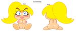  blonde_hair blue_eyes blush breasts butt fangs female from_behind goomba goombella hair lil_scooter56 mario mario_bros nintendo not_furry paper_mario pussy video_games what 