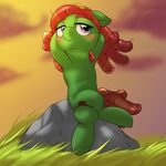  2015 bed behind-space blush cute digital_media_(artwork) dreadlocks earth_pony equine female feral friendship_is_magic horse looking_back mammal my_little_pony pony smile solo tree_hugger_(mlp) 