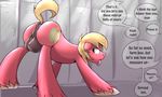  anus backsack balls big_balls big_macintosh_(mlp) blonde_hair butt cutie_mark english_text equine friendship_is_magic fur hair half-closed_eyes hooves horse inside locker looking_back male mammal my_little_pony open_mouth pony presenting presenting_hindquarters red_fur sidekick solo text tongue tongue_out 