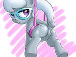  2015 anus biting_lip butt cub cutie_mark earth_pony equine eyewear female feral friendship_is_magic glasses horse looking_back mammal my_little_pony necklace pony purple_eyes pussy raised_tail silver_spoon_(mlp) solo vsdrawfag young 