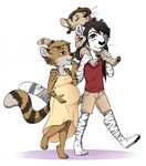  anthro clothing cub dress feline female hair long_hair looking_up male mammal milf mother parent pregnant redpixie serval shirt shorts sleeping smile tiger young 