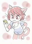  breasts cat feline female fur hair kemono mammal mobile pink_fur pink_hair red_eyes short_hair solo 胡麻ヘソじ 