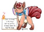  2014 ambiguous_gender cute english_text feral fire fur hair looking_at_viewer nintendo not-fun nude pok&eacute;mon pok&eacute;shaming red_eyes red_fur red_hair ribbons simple_background smile solo text video_games vulpix white_background white_fur 