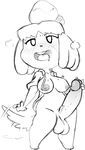  animal_crossing blush bottomless breasts canine clothed clothing dickgirl dog half-dressed humanoid_penis intersex isabelle_(animal_crossing) mammal masturbation nintendo penis roy_mccloud shih_tzu solo video_games 