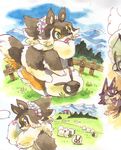  canine caprine female green_eyes kemono male mammal open_mouth sheep wolf 宇月まいと 