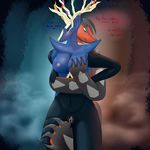  abstract_background anthro antlers areola big_breasts blue_eyes blush breast_grab breast_squish breasts claws clitoris duo female grope horn leg_grab legendary_pok&eacute;mon nintendo nipples nude open_mouth pok&eacute;mon pussy simple_background spread_pussy spreading standing text video_games xerneas yveltal 