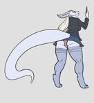  big_breasts breasts clothed clothing dragon eyewear female feretta glasses horn legwear mis&#039;alia panties simple_background skirt stockings suit tale_of_tails tumblr underwear upskirt 