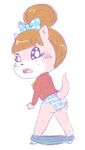  animal_crossing butt clothing female looking_at_viewer lottie_(animal_crossing) mammal mustelid nintendo otter panties simple_background solo underwear undressing unknown_artist video_games 
