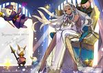  alternate_costume animal_ears aoi_(kirabosi105) bajanna_(terra_battle) dark_skin dress elbow_gloves gloves high_heels terra_battle white_hair yellow_eyes 