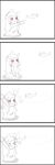  &gt;_&lt; 4koma absurdres ahoge closed_eyes comic commentary_request dress go_back! greyscale highres horns kantai_collection kazamidori_(1014) long_hair mittens monochrome northern_ocean_hime open_mouth pale_skin red_eyes shinkaisei-kan sleeveless sleeveless_dress solo spot_color translation_request white_dress white_hair white_skin 