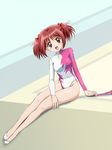  black_eyes gymnastics highres juggling_club kinfuji leotard momomiya_ichigo red_hair rhythmic_gymnastics short_hair sitting tokyo_mew_mew twintails 