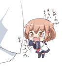  1boy 1girl admiral_(kantai_collection) black_legwear brown_eyes brown_hair commentary_request crying crying_with_eyes_open dress fang hair_ornament hairclip ikazuchi_(kantai_collection) kantai_collection kotanu_(kotanukiya) long_sleeves neckerchief sailor_dress short_hair sleeves_past_wrists tears thighhighs translated wavy_mouth younger 