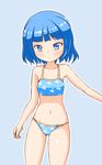 a-ktoo bikini blue_eyes blue_hair cherry_print food_print highres original print_bikini short_hair solo standing swimsuit 