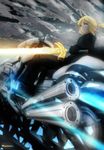  absurdres artoria_pendragon_(all) bad_id bad_pixiv_id blonde_hair fate/stay_night fate/zero fate_(series) ground_vehicle highres magicians_(zhkahogigzkh) motor_vehicle motorcycle saber solo sword weapon yamaha_v-max 