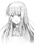  90i greyscale hime_cut long_hair looking_at_viewer monochrome original simple_background sketch smile solo white_background 