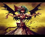  bad_id bad_pixiv_id bat_wings blood blood_on_face bloody_clothes bloody_tears border cuts deep_wound evil_smile fang fingernails guro hat hat_ribbon injury lastdark long_fingernails looking_at_viewer mob_cap nail_polish outstretched_arms red_eyes remilia_scarlet ribbon ribs shirt short_hair short_sleeves skirt skirt_set smile solo torn_clothes torn_hat touhou wings 