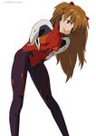  :d baba_arumi bangs blue_eyes bodysuit breasts brown_hair covered_navel dated eyepatch hair_ornament leaning_forward legs_apart long_hair looking_at_viewer neon_genesis_evangelion number open_mouth pilot_suit plugsuit rebuild_of_evangelion shikinami_asuka_langley signature simple_background small_breasts smile solo souryuu_asuka_langley standing turtleneck two_side_up white_background 