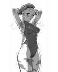  abs antenna_hair armpits arms_up beret blush bodypaint braid breasts cameltoe cammy_white camouflage covered_nipples cowboy_shot greyscale hat leotard lips long_hair monochrome nbo skin_tight small_breasts smell solo street_fighter thighs trembling twin_braids wide_hips 