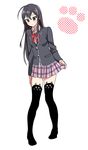  ahoge black_hair blazer jacket long_hair pantyhose print_legwear purple_eyes school_uniform skirt solo yahari_ore_no_seishun_lovecome_wa_machigatteiru. yukinoshita_yukino zbura 