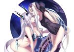  bikini blue_eyes breasts cleavage company_connection crossover dodonpachi dodonpachi_saidaioujou ere_(2516325) gothic_wa_mahou_otome large_breasts licking long_hair maria_(saidaioujou) multiple_girls purple_eyes rosalie_(gothic_wa_mahou_otome) shiny shiny_skin side-tie_bikini silver_hair small_breasts strap_pull swimsuit twintails white_hair 