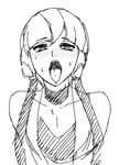  blush breasts cable cleavage commentary eu03 greyscale gym_leader half-closed_eyes headphones kamitsure_(pokemon) monochrome open_mouth oral_invitation pokemon pokemon_(game) pokemon_bw revision sexually_suggestive short_hair sketch small_breasts solo sweat tongue tongue_out 