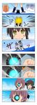  :o aotan_nishimoto brown_hair cannon comic commentary_request firing fubuki_(kantai_collection) highres ho-class_light_cruiser kantai_collection kneehighs light_brown_eyes machinery multiple_girls mutsuki_(kantai_collection) pantyhose pleated_skirt purple_hair school_uniform serafuku shinkaisei-kan short_hair short_ponytail skirt standing standing_on_liquid translation_request trembling turret 