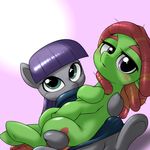  2015 behind-space blush cute duo earth_pony equine female feral friendship_is_magic horse mammal maud_pie_(mlp) my_little_pony pony tree_hugger_(mlp) 