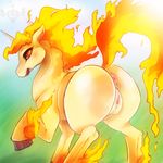  anus butt female feral fire hooves horn looking_back lovespell nintendo pok&eacute;mon presenting presenting_hindquarters pussy raised_tail rapidash solo video_games 