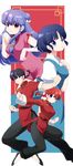  3girls braid china_dress chinese_clothes double_bun dress fuurinkan_high_school_uniform genderswap genderswap_(mtf) highres long_hair multiple_girls musco purple_hair ranma-chan ranma_1/2 saotome_ranma shampoo_(ranma_1/2) single_braid tangzhuang tendou_akane 