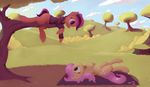  2015 cutie_mark duo equine female fluttershy_(mlp) friendship_is_magic leather_jacket lying mammal my_little_pony on_back outside pegasus scootaloo_(mlp) subjectnumber2394 tree wings 