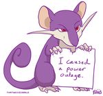  2014 ambiguous_gender claws eating english_text feral fur mammal nintendo nude pok&eacute;mon pok&eacute;shaming purple_fur rat rattata red_eyes rodent simple_background sitting solo text thatwickedsmile toe_claws video_games whiskers white_background white_fur 