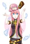  blue_eyes breasts chibi detached_sleeves headphones headset long_hair long_skirt medium_breasts megurine_luka meme open_mouth pink_hair side_slit skirt sleeves_removed smile takoluka tentacle_hair tentacles tuna very_long_hair vocaloid yunamul 