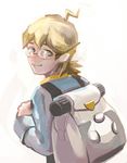  backpack bag blonde_hair blue_eyes citron_(pokemon) glasses male_focus pokemon pokemon_(game) pokemon_xy smile solo tomeriko-123 
