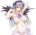 armpits blue_hair breasts breasts_apart covered_nipples criss-cross_halter flower groin hair_ornament halter_top halterneck large_breasts long_hair navel nipples rozen_maiden sasa_ichi see-through solo suigintou 
