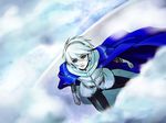  albino cape cloud gloves headset looking_up male_focus red_eyes soldier_blue solo toward_the_terra white_hair 