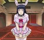  blush breasts cleavage frills hyuuga_hinata large_breasts naruto_(series) naruto_shippuuden ribbon screencap solo thighhighs white_eyes wrist_cuffs 