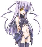  barasuishou breasts doll_joints eyepatch hair_ornament long_hair navel panties purple_hair rozen_maiden sasa_ichi small_breasts smile solo thighhighs twintails underwear yellow_eyes 
