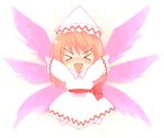  &gt;_&lt; blush chibi closed_eyes kito_(sorahate) lily_white md5_mismatch orange_hair simple_background solo touhou wings 