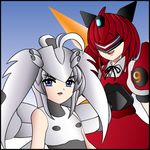  2girls armored_core female from_software lowres mecha_musume multiple_girls nineball_seraph touhou white_glint 
