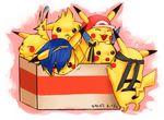  blue_hair box brown_eyes cardboard_box clothed_pokemon cosplay fire_emblem fire_emblem:_monshou_no_nazo gen_1_pokemon gen_4_pokemon hairy_pikachu hat headband in_container lucario lucas marth md5_mismatch metal_gear_(series) metal_gear_solid mother_(game) mother_3 no_humans parody pikachu pikmin_(creature) pikmin_(series) pokemon pokemon_(creature) pokemon_(game) pokemon_frlg red_(pokemon) red_(pokemon_frlg) smile solid_snake super_smash_bros. tears tiara too_many too_many_pikachu waka_charoku 