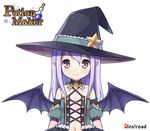  1girl animated animated_gif blush eyes_closed looking_at_viewer mauve pink_eyes pio_(potion_maker) potion_maker purple_hair wings witch_hat 