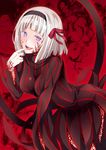  anna_nishikinomiya breasts commentary cosplay dark_persona dark_sakura dark_sakura_(cosplay) fate/stay_night fate_(series) hairband heart heart-shaped_pupils matou_sakura matou_sakura_(cosplay) medium_breasts shichouson shimoneta_to_iu_gainen_ga_sonzai_shinai_taikutsu_na_sekai short_hair silver_hair solo spoilers symbol-shaped_pupils 