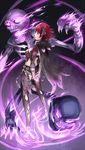  black_legwear cape fire fur_trim ganesagi granblue_fantasy lady_grey mature red_eyes red_hair short_hair solo thighhighs 