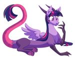  2015 alpha_channel draconequus female friendship_is_magic hair horn lopoddity lying my_little_pony purple_eyes purple_hair simple_background slit_pupils solo talons transformation transparent_background twilight_sparkle_(mlp) wings 