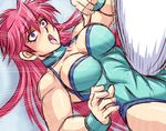  blue_leotard breasts cleavage knees large_breasts leotard long_hair mighty_yukiko open_mouth pink_hair purple_eyes ryona saliva solo sweat taroimo_(00120014) wrestle_angels wrestling wrestling_outfit 