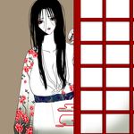  genderbender genderswap japanese_clothes kimono naruto simple_background solo uchiha_itachi 