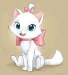  blue_eyes bow cat chest_tuft cub cute disney eyebrows feline female fur looking_at_viewer mammal menechi solo the_aristocats tuft white_fur young 