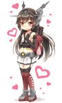  :d backpack bad_source bag black_hair brown_hair elbow_gloves fingerless_gloves gloves hairband heart kantai_collection kase_daiki keychain long_hair looking_at_viewer midriff mutsu_(kantai_collection) mutsu_(snail) nagato_(kantai_collection) navel open_mouth randoseru recorder_case red_eyes smile solo source_request thighhighs younger 