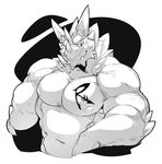  draconian dragon kokuhane male manly monochrome muscles pecs razul scalie smile strong tattoo top 
